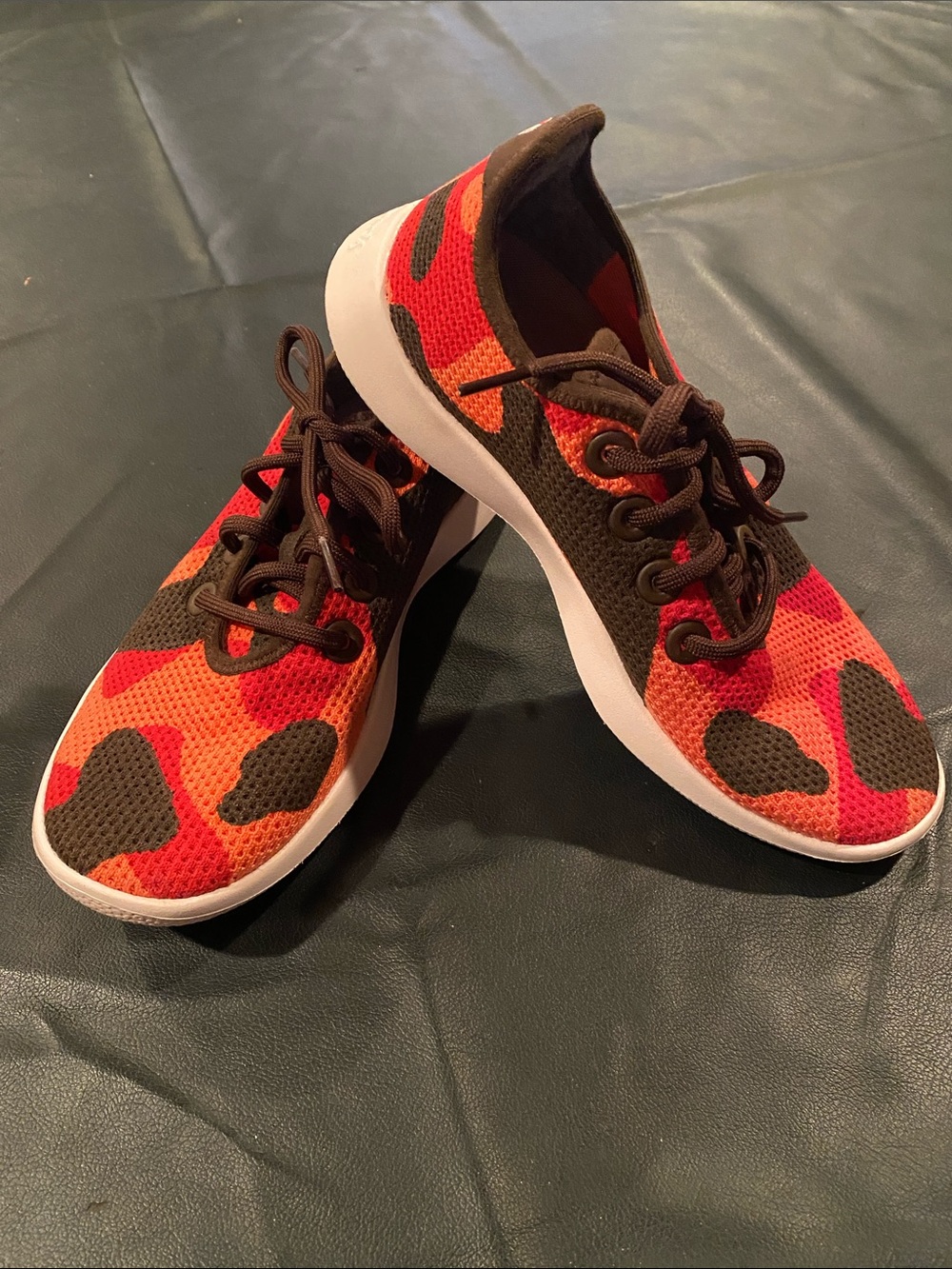 ALLBIRDS Camouflage Lace-Up Sneakers - Orange/Brown SIZE 8